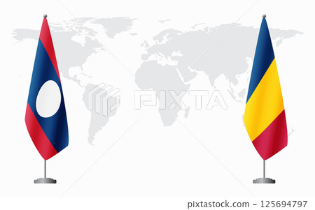 Laos and Chad flags for official meeting 125694797