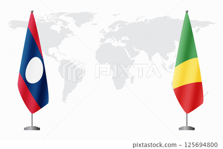 Laos and Congo-Brazzaville flags for official meeting 125694800