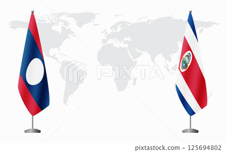 Laos and Costa Rica flags for official meeting 125694802