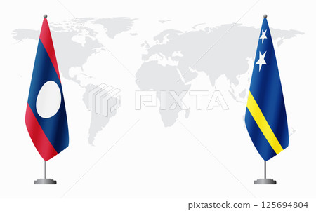 Laos and Curacao flags for official meeting Laos and Curacao flags for official meeting 125694804