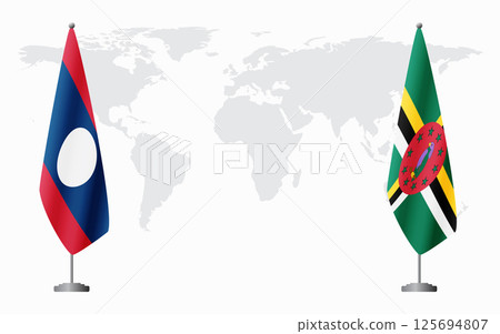 Laos and Dominica flags for official meeting 125694807