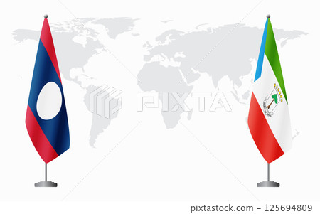Laos and Equatorial Guinea flags for official meeting 125694809