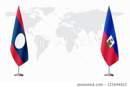 Laos and Haiti flags for official meeting 125694825
