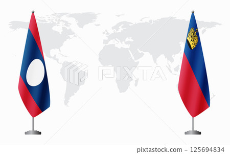 Laos and Liechtenstein flags for official meeting Laos and Liechtenstein flags for official meeting 125694834