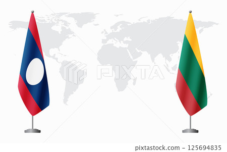 Laos and Lithuania flags for official meeting Laos and Lithuania flags for official meeting 125694835