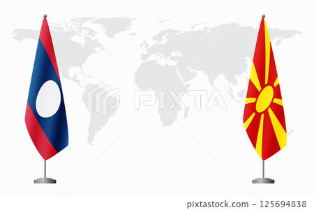 Laos and Northern Macedonia flags for official meeting 125694838