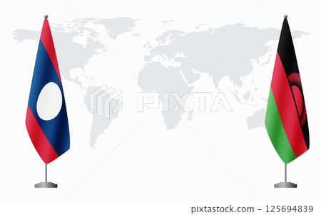 Laos and Malawi flags for official meeting 125694839