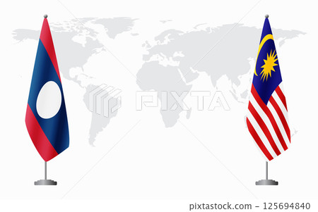 Laos and Malaysia flags for official meeting 125694840