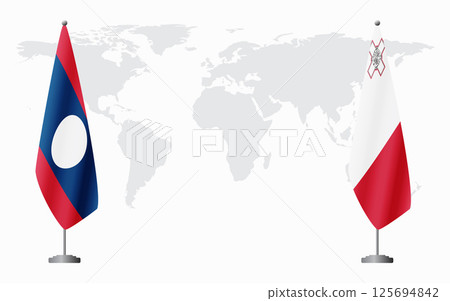 Laos and Malta flags for official meeting 125694842
