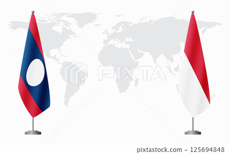 Laos and Monaco flags for official meeting 125694848