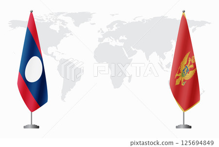 Laos and Montenegro flags for official meeting Laos and Montenegro flags for official meeting 125694849