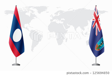 Laos and Montserrat flags for official meeting Laos and Montserrat flags for official meeting 125694850