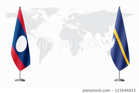 Laos and Nauru flags for official meeting Laos and Nauru flags for official meeting 125694853