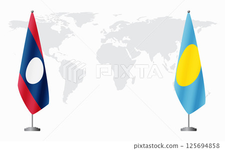 Laos and Palau flags for official meeting Laos and Palau flags for official meeting 125694858