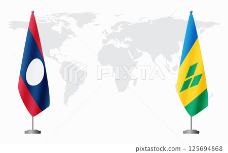 Laos and Saint Vincent and the Grenadines flags for off 125694868