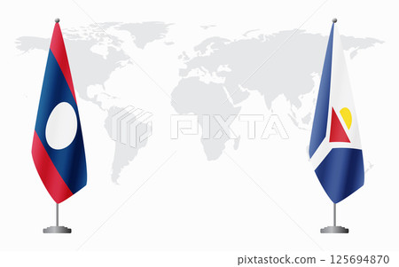 Laos and Saint Martin flags for official meeting Laos and Saint Martin flags for official meeting 125694870