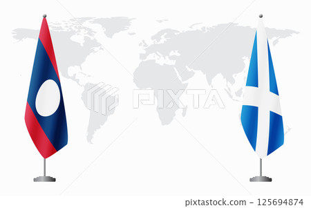 Laos and Scotland flags for official meeting Laos and Scotland flags for official meeting 125694874