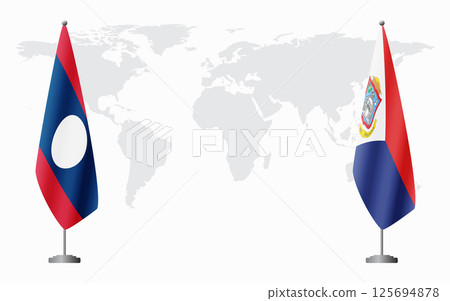 Laos and Sint Maarten flags for official meeting Laos and Sint Maarten flags for official meeting 125694878