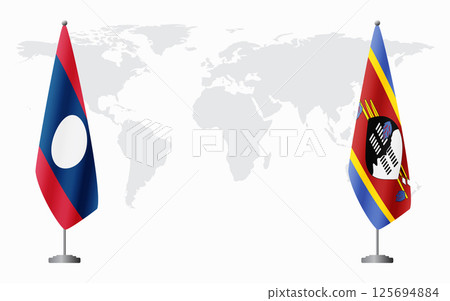 Laos and Kingdom of eSwatini - Swaziland flags for offi 125694884