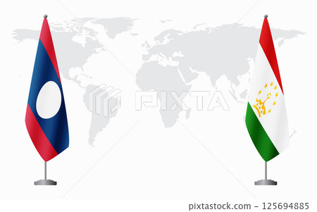 Laos and Tajikistan flags for official meeting Laos and Tajikistan flags for official meeting 125694885