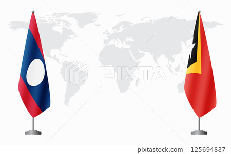 Laos and East Timor flags for official meeting 125694887