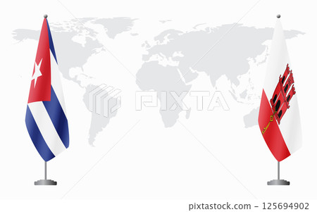 Cuba and Gibraltar flags for official meeting Cuba and Gibraltar flags for official meeting 125694902