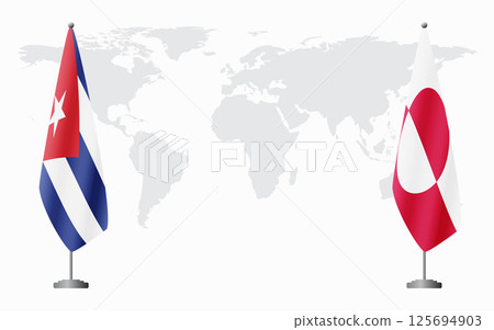 Cuba and Greenland flags for official meeting Cuba and Greenland flags for official meeting 125694903