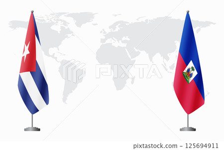 Cuba and Haiti flags for official meeting Cuba and Haiti flags for official meeting 125694911