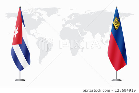 Cuba and Liechtenstein flags for official meeting 125694919