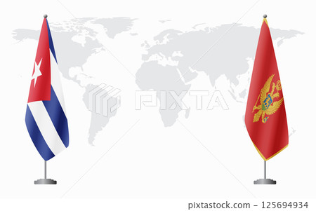 Cuba and Montenegro flags for official meeting Cuba and Montenegro flags for official meeting 125694934