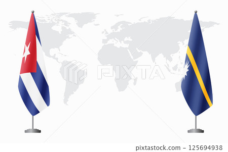 Cuba and Nauru flags for official meeting 125694938