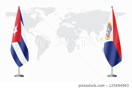 Cuba and Sint Maarten flags for official meeting 125694963