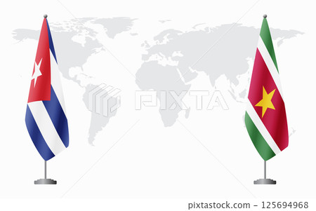 Cuba and Suriname flags for official meeting 125694968