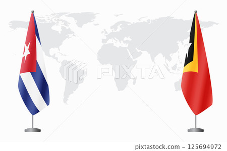 Cuba and East Timor flags for official meeting Cuba and East Timor flags for official meeting 125694972