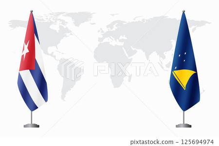 Cuba and Tokelau flags for official meeting Cuba and Tokelau flags for official meeting 125694974