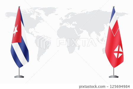 Cuba and Wallis and Futuna flags for official meeting Cuba and Wallis and Futuna flags for official meeting 125694984