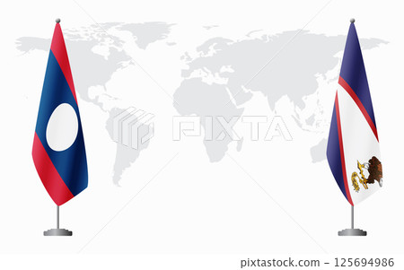 Laos and American Samoa flags for official meeting 125694986