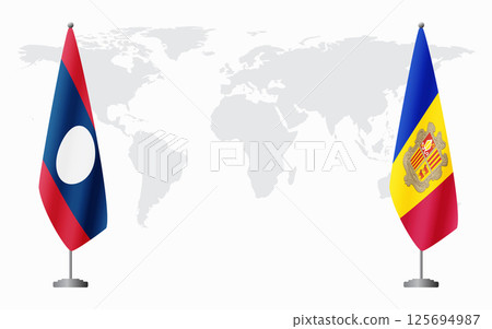 Laos and Andorra flags for official meeting 125694987