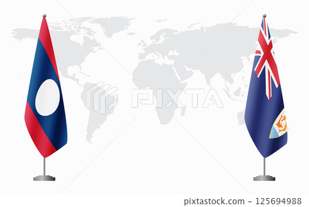 Laos and Anguilla flags for official meeting 125694988
