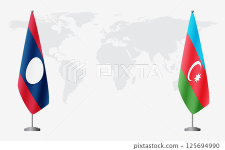 Laos and Azerbaijan flags for official meeting 125694990