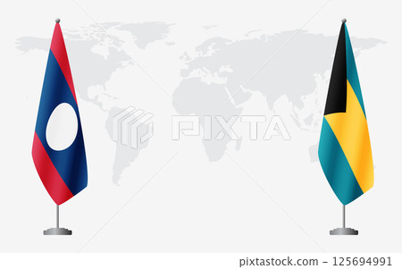 Laos and Bahamas flags for official meeting 125694991