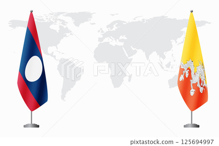 Laos and Bhutan flags for official meeting Laos and Bhutan flags for official meeting 125694997
