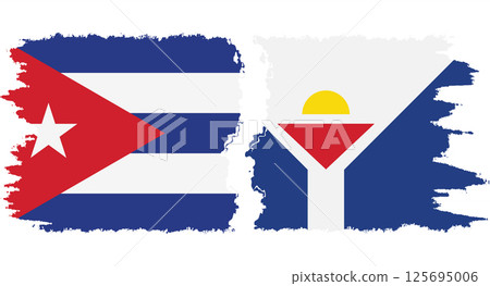 Saint Martin and Cuba grunge flags connection vector 125695006
