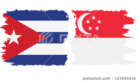 Singapore and Cuba grunge flags connection vector Singapore and Cuba grunge flags connection vector 125695016