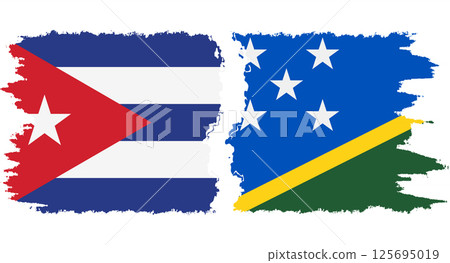 Solomon Islands and Cuba grunge flags connection vector Solomon Islands and Cuba grunge flags connection vector 125695019