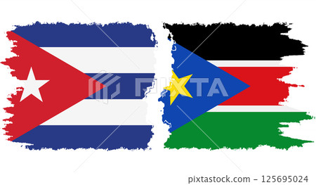 South Sudan and Cuba grunge flags connection vector 125695024