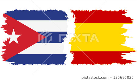 Spain and Cuba grunge flags connection vector 125695025