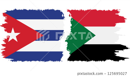 Sudan and Cuba grunge flags connection vector Sudan and Cuba grunge flags connection vector 125695027