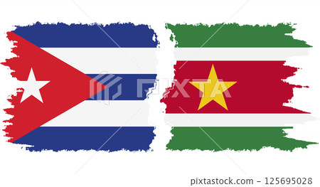 Suriname and Cuba grunge flags connection vector Suriname and Cuba grunge flags connection vector 125695028