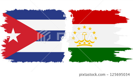 Tajikistan and Cuba grunge flags connection vector 125695034